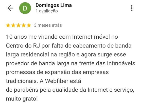 Avaliação real de cliente no Google