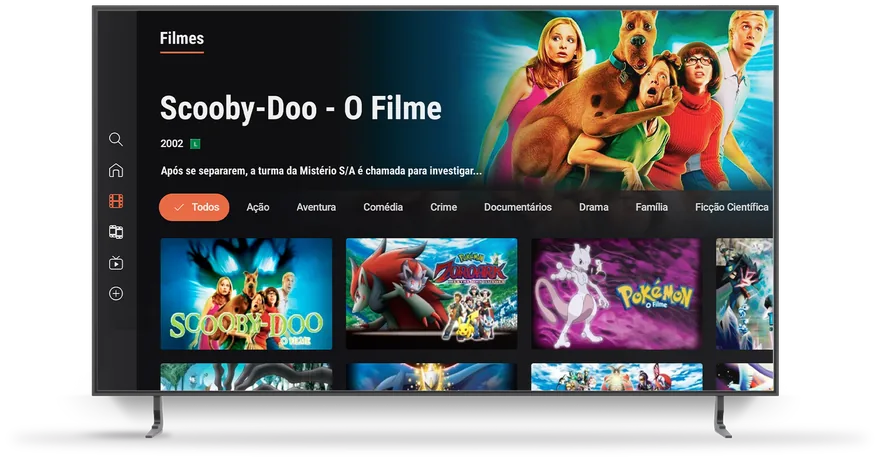 Catálogo de filmes no app Watch TV