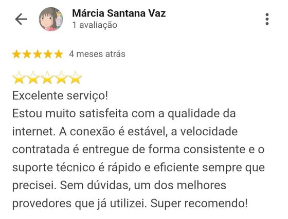 Avaliação real de cliente no Google
